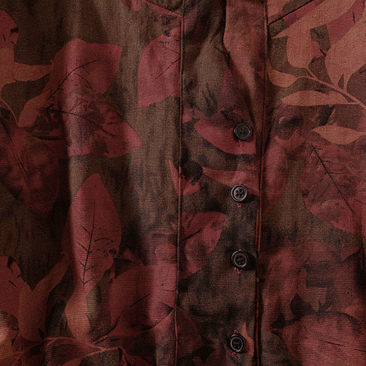 Buddha Stonesカジュアルフラワープリント柄ボタンデザインロングスリーブミディドレス（ポケット付き） - image 11