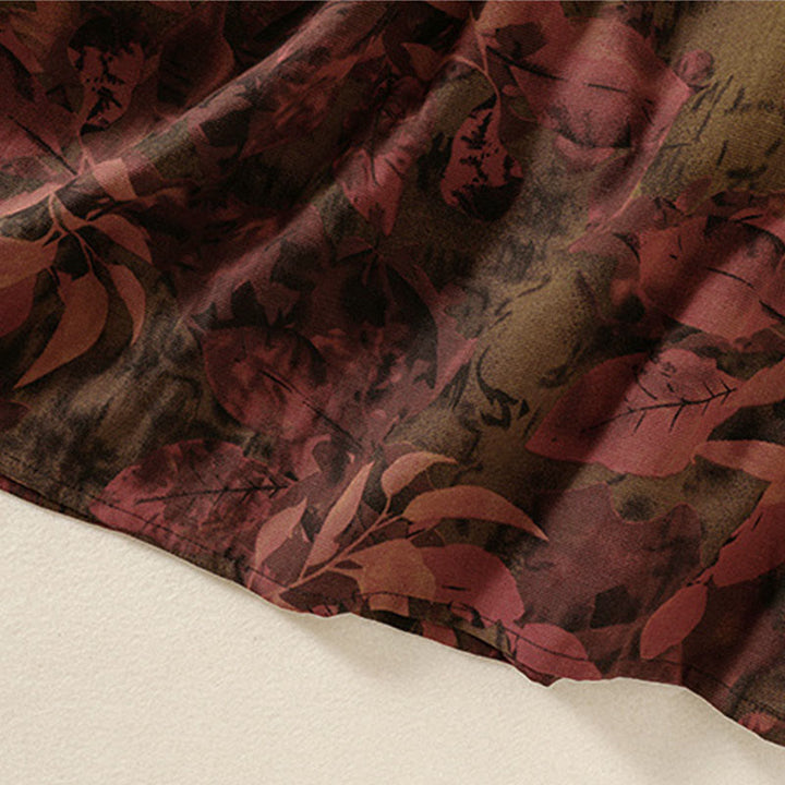 Buddha Stonesカジュアルフラワープリント柄ボタンデザインロングスリーブミディドレス（ポケット付き） - image 16