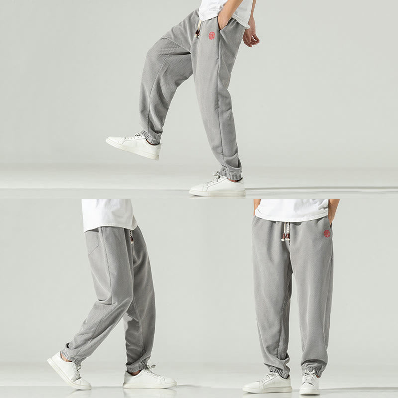 Buddha Stones秋 無地 コーデュロイ 刺繍デザイン メンズ ハーレムパンツ ポケット付き - image 22