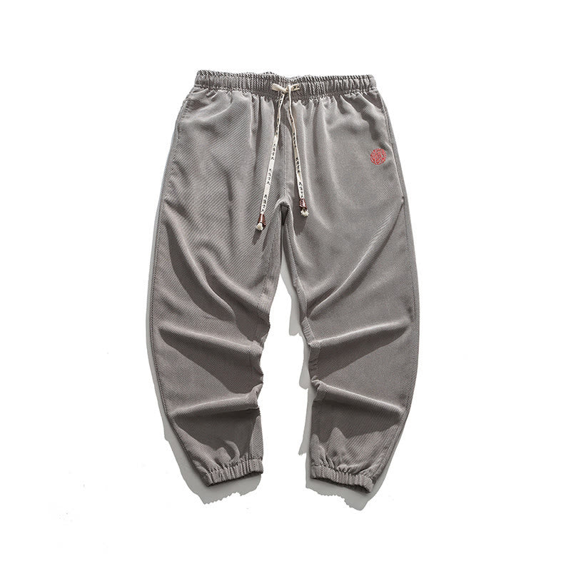 Buddha Stones秋 無地 コーデュロイ 刺繍デザイン メンズ ハーレムパンツ ポケット付き - image 23