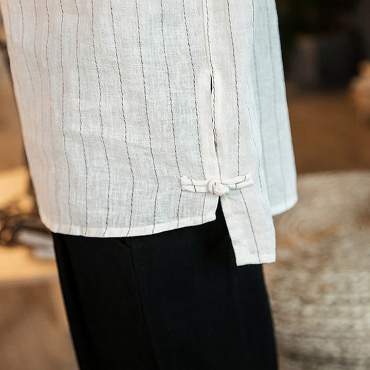 Buddha Stonesチェック柄 ハーフボタン スタンドカラー 七分袖 コットン メンズシャツ - image 21