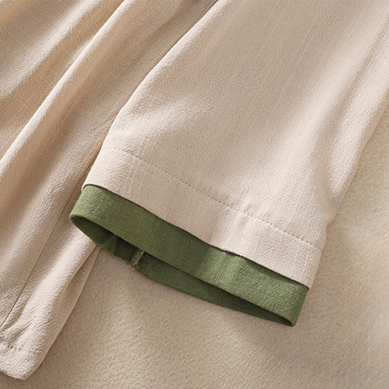 Buddha Stonesレトロ レースアップ フロッグボタンデザイン レディース 七分袖 コットンリネンシャツ - image 9