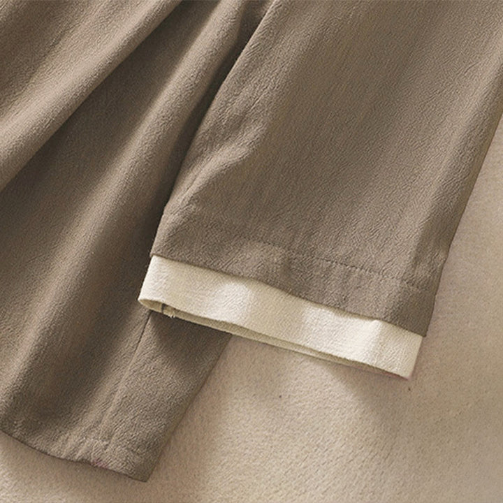 Buddha Stonesレトロ レースアップ フロッグボタンデザイン レディース 七分袖 コットンリネンシャツ - image 22