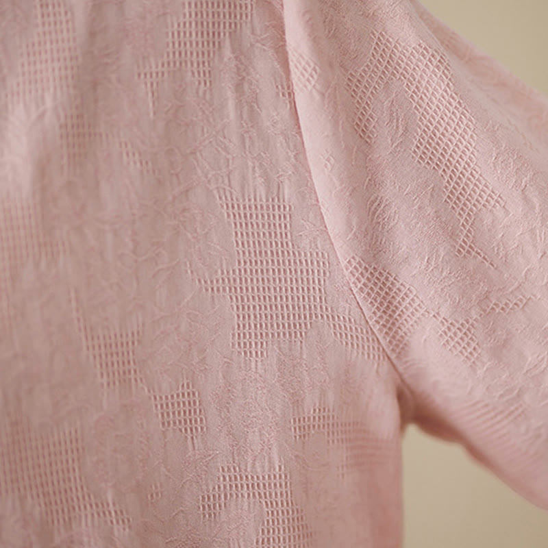 Buddha Stones春 無地 刺繍 花柄 ボタン レディース 長袖 コットン ラペルシャツ - image 20