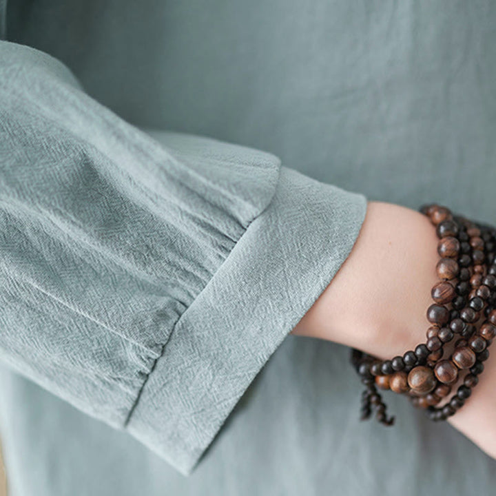 Buddha Stonesレディース 春 刺繍 花柄 スタンドカラー 長袖 コットンシャツ - image 14