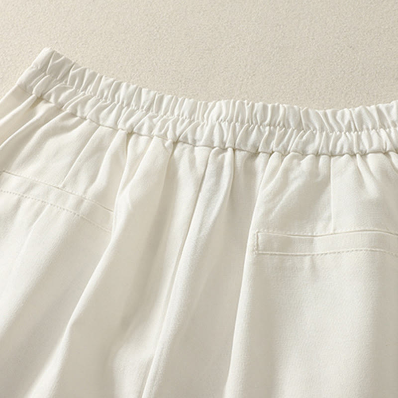 Buddha Stonesレディース 刺繍 伸縮性ウエストバンド ジッパーデザイン コットン ワイドレッグパンツ ポケット付き - image 6