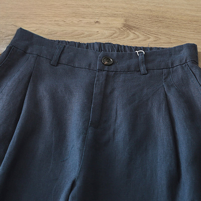 Buddha Stonesレディース 秋冬通勤 無地 ジッパーデザイン コットン ワイドレッグパンツ ポケット付き - image 1