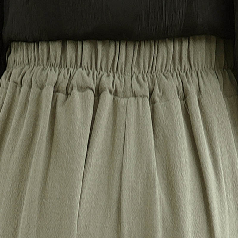 Buddha Stonesレディース ピュアカラー ドローストリング コットンリネン ワイドレッグ アンクル丈パンツ ポケット付き - image 6