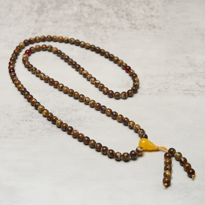 Buddha Stones 108ビーズ マルチカラー アンバー ひょうたん チャームマーラー数珠 - image 2