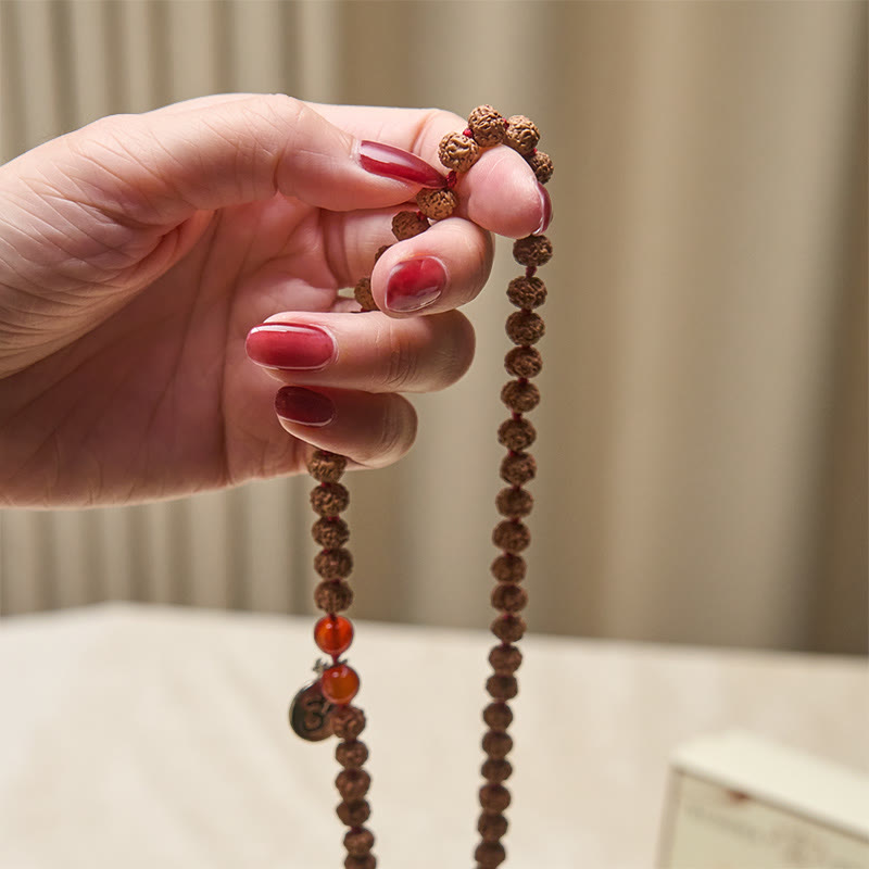 Buddha Stonesチベット 108ビーズ 菩提樹の実 オムシンボル チャーム タッセル 富と縁起マーラー数珠 - image 4