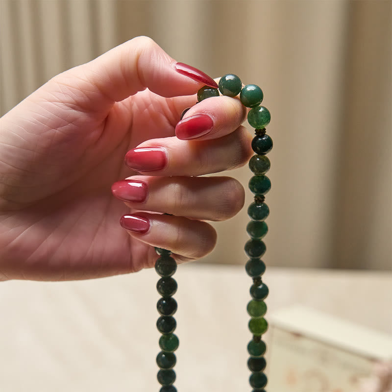 Buddha Stonesのシンボルチャーム ラウンドビーズ モスアゲート ヒーリングマーラー数珠 - image 4