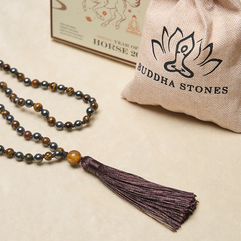 Buddha Stones108個入り タイガーアイ ヘマタイト タッセル 勇気 強さマーラー数珠 - image 6