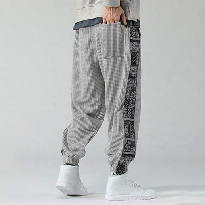 Buddha Stones秋冬 無地 ドローストリング サイドペイズリー柄 ストレートレッグ 足首丈 コーデュロイ メンズパンツ ポケット付き - image 16