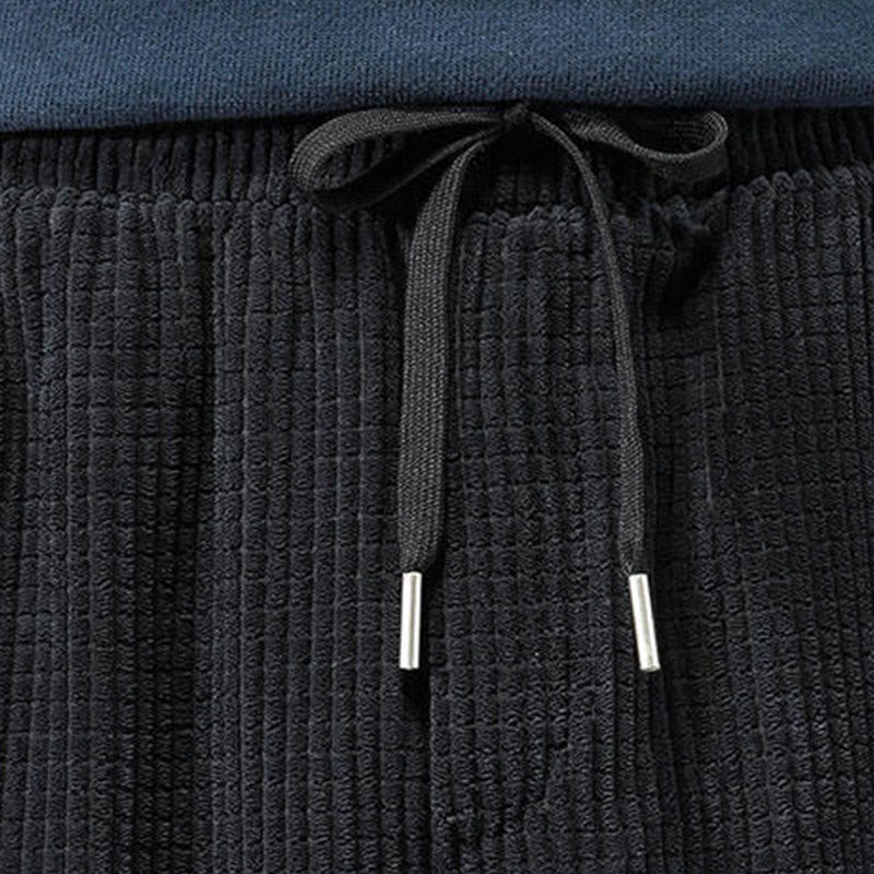 Buddha Stones秋冬 無地 ドローストリング サイドペイズリー柄 ストレートレッグ 足首丈 コーデュロイ メンズパンツ ポケット付き - image 9