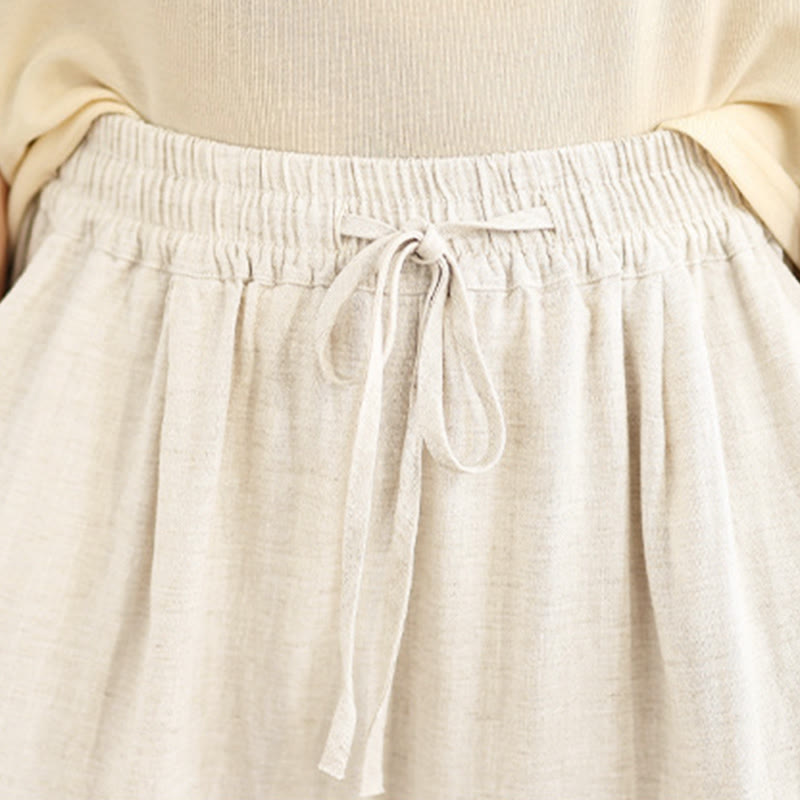 Buddha Stonesレディース 秋冬 無地 ドローストリング コットンリネン 7-8丈パンツ ポケット付き - image 6