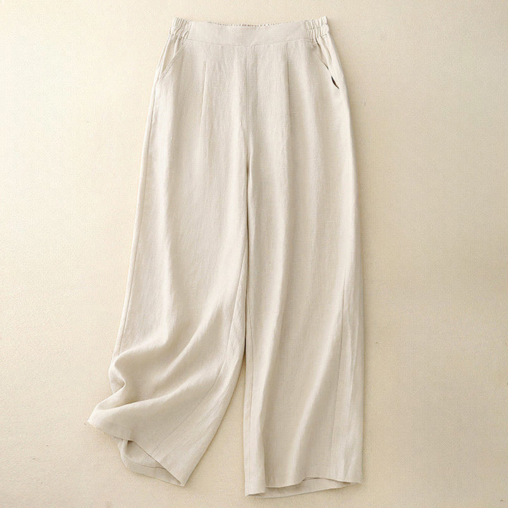 Buddha Stonesレディース 春 無地 シンプル 7-8丈 コットンパンツ ポケット付き - ベージュ - US12、 UK/AU16、 EU44 (2XL) - image 11