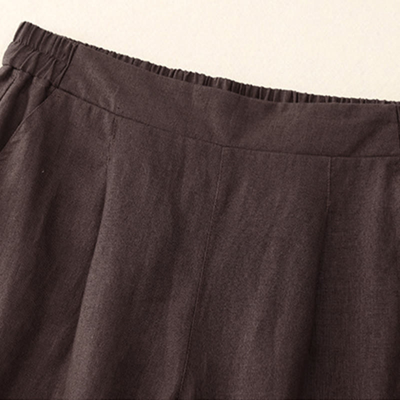 Buddha Stonesレディース 春 無地 シンプル 7-8丈 コットンパンツ ポケット付き - image 1