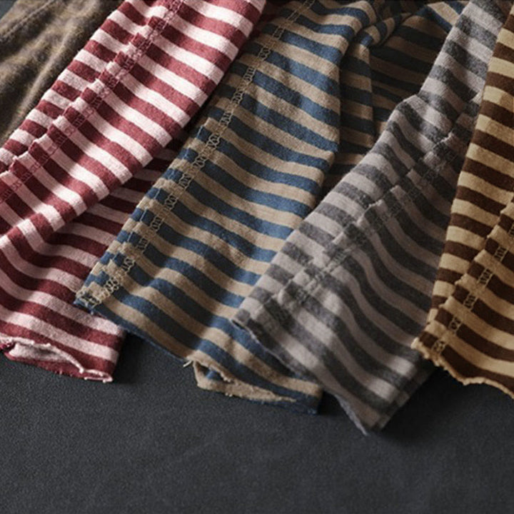 Buddha Stones春 ストライプ柄 長袖 レディース コットン パーカー - image 18