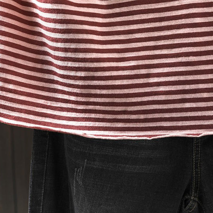 Buddha Stones春 ストライプ柄 長袖 レディース コットン パーカー - image 13