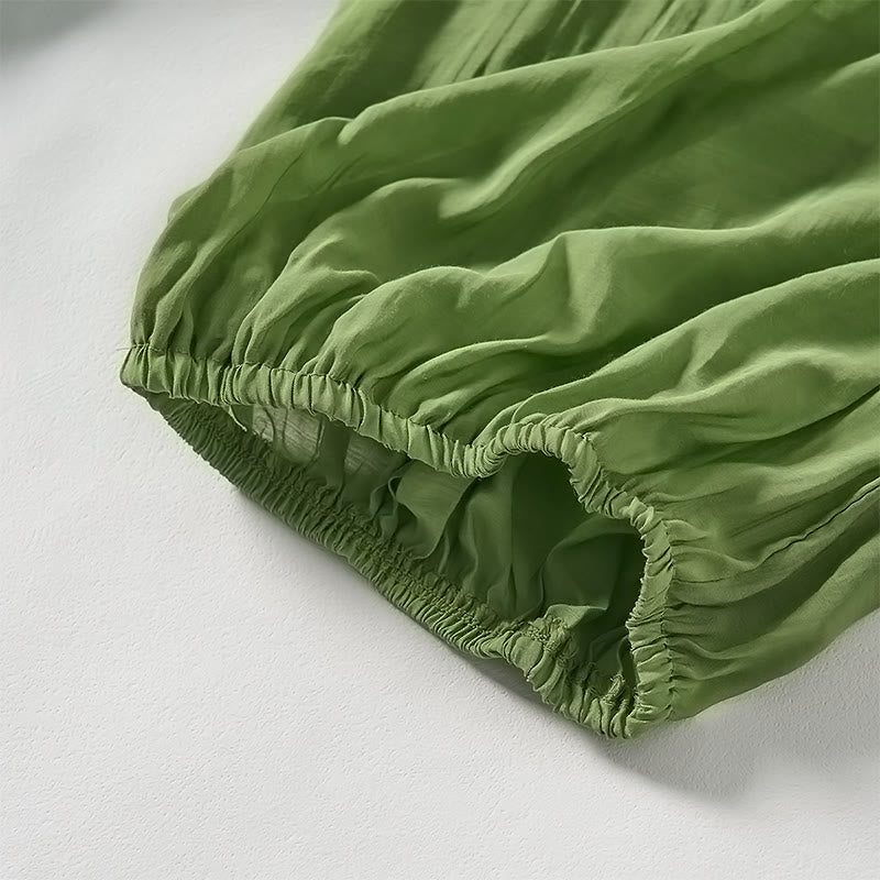 Buddha Stonesサマーグリーン アンクル丈 コットン ドローストリング レディース パンツ ポケット付き - image 5