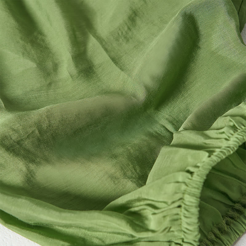 Buddha Stonesサマーグリーン アンクル丈 コットン ドローストリング レディース パンツ ポケット付き - image 6