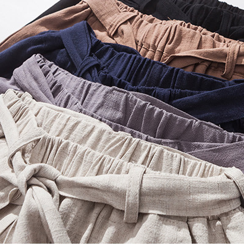 Buddha Stones通勤用 無地 シンプルデザイン メンズ ハーレム コットンパンツ ポケット付き - image 12