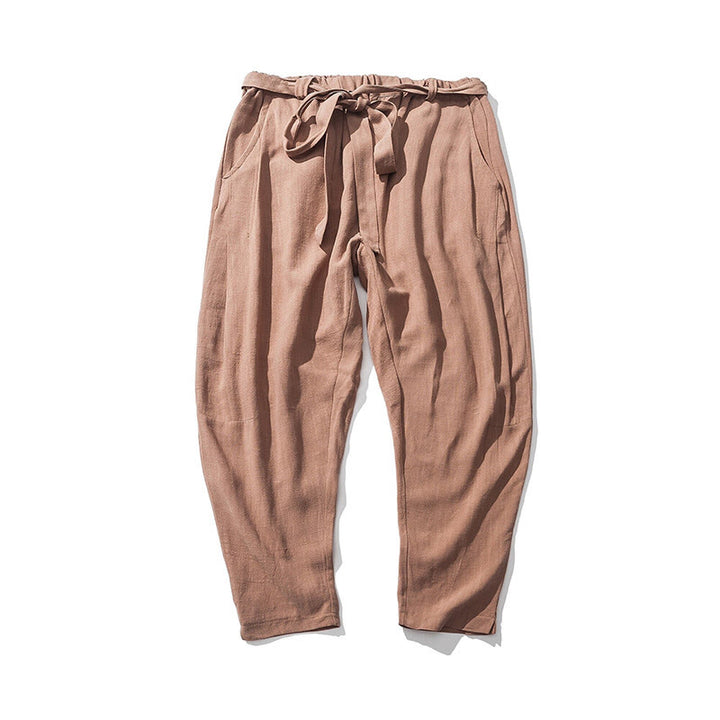 Buddha Stones通勤用 無地 シンプルデザイン メンズ ハーレム コットンパンツ ポケット付き - image 2
