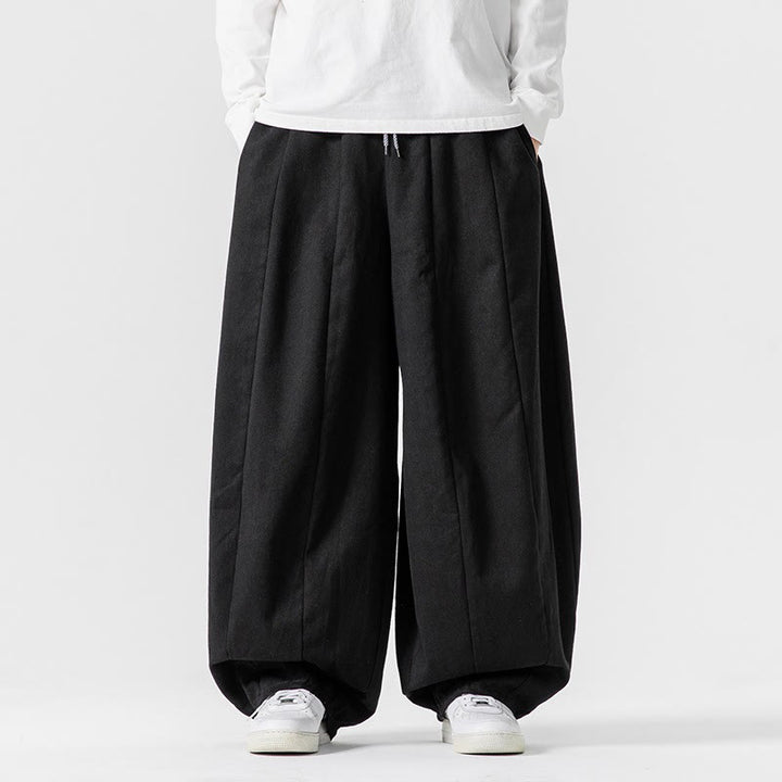 Buddha Stones冬用通勤 無地 ドローストリングデザイン メンズ ワイドレッグ コットンパンツ ポケット付き - 黒 - US/UK/AU46、 EU56 (5XL) - image 38
