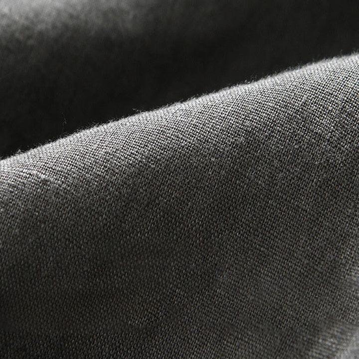 Buddha Stones秋冬 無地 ボタンダウン スタンドカラー 七分袖 リネン メンズシャツ ポケット付き - image 9