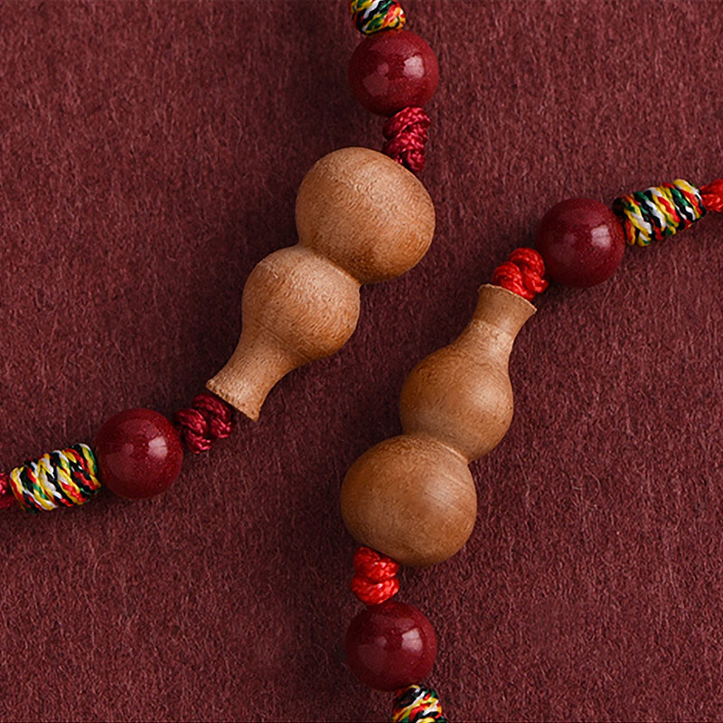 Buddha Stonesひょうたん桃の木ロープ調節可能な富と幸運ブレスレット - image 9