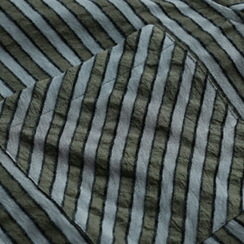 Buddha Stonesヴィンテージ ストライプ ボタンダウン スタンドカラー 長袖 メンズ コットンシャツ - image 5