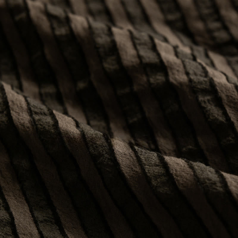 Buddha Stonesヴィンテージ ストライプ ボタンダウン スタンドカラー 長袖 メンズ コットンシャツ - image 15