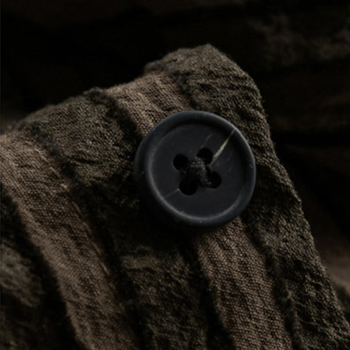 Buddha Stonesヴィンテージ ストライプ ボタンダウン スタンドカラー 長袖 メンズ コットンシャツ - image 11