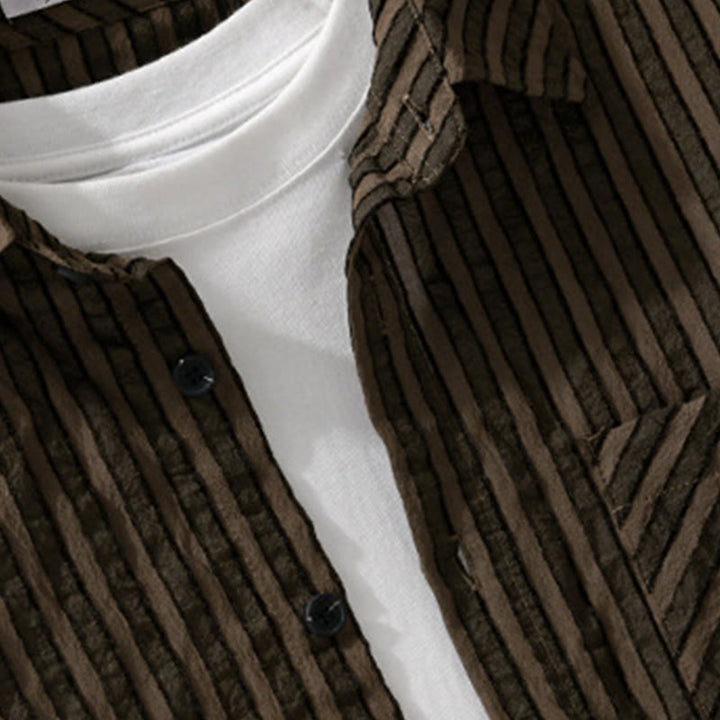 Buddha Stonesヴィンテージ ストライプ ボタンダウン スタンドカラー 長袖 メンズ コットンシャツ - image 9