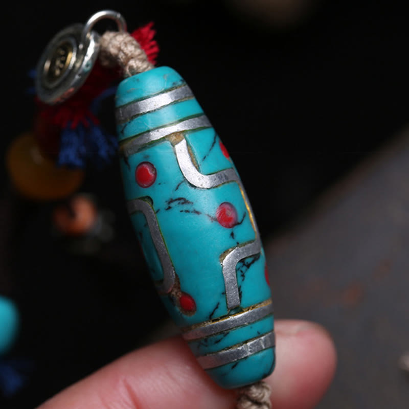 Buddha Stones銅ターコイズDziビーズ幸運ネックレスペンダント - image 8