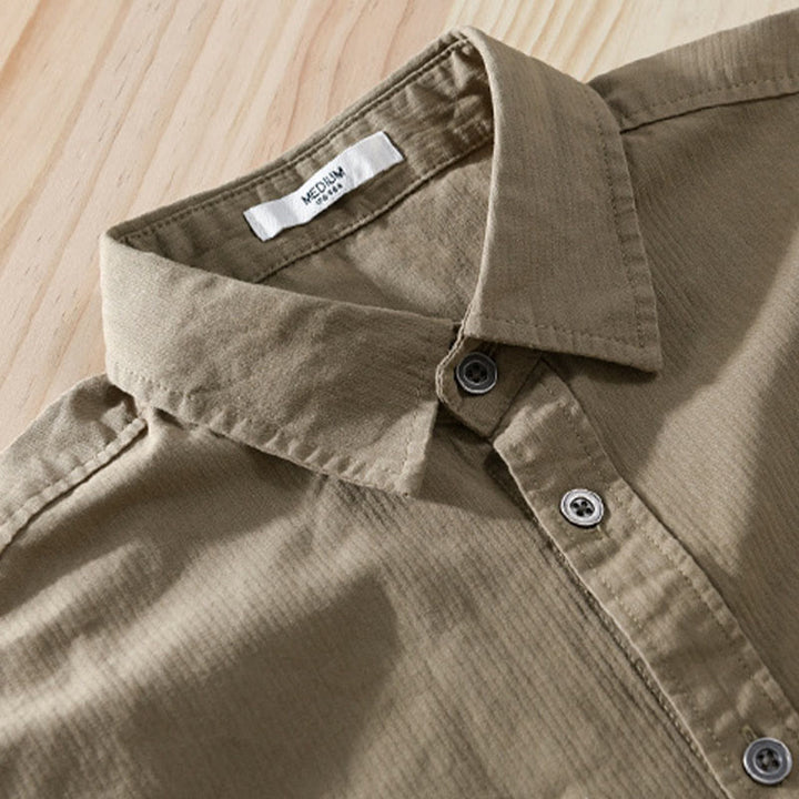 Buddha Stones秋 三角形 菱形 装飾ポケット ボタンダウン スタンドカラー 長袖 メンズ コットンシャツ - image 16