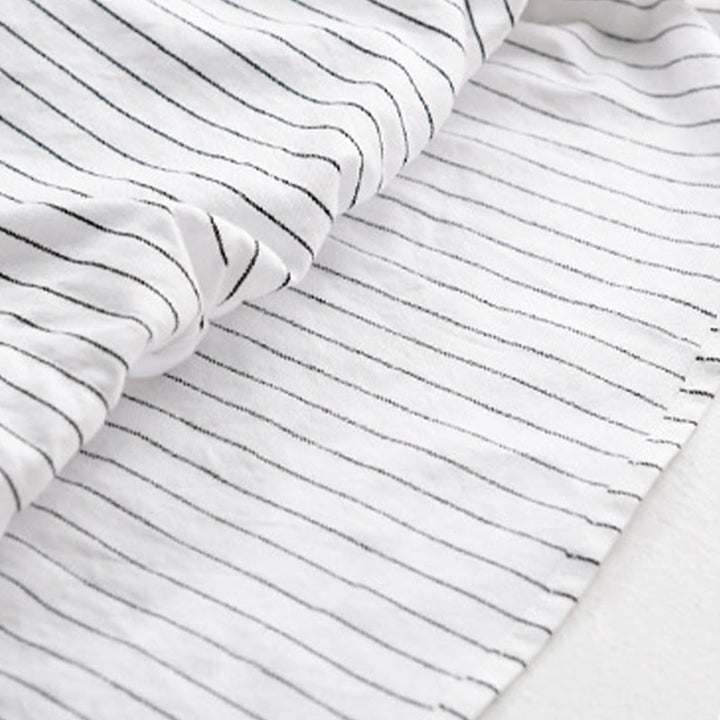 Buddha Stones秋 2イン1 ストライプ スタンドカラー 長袖 メンズ コットンシャツ - image 7