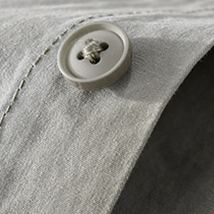 Buddha Stones秋 スクエア カラーブロッキング 装飾ポケット ボタンダウン スタンドカラー 長袖 メンズ コットンシャツ - image 2