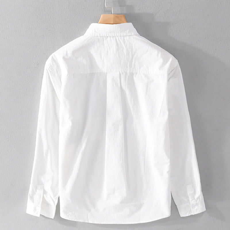 Buddha Stones秋 スクエア カラーブロッキング 装飾ポケット ボタンダウン スタンドカラー 長袖 メンズ コットンシャツ - image 9