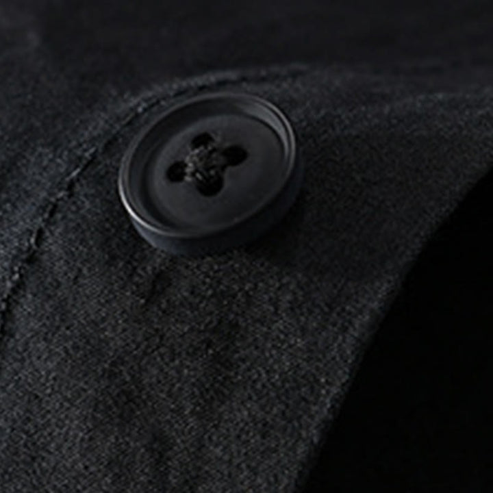 Buddha Stones秋 スクエア カラーブロッキング 装飾ポケット ボタンダウン スタンドカラー 長袖 メンズ コットンシャツ - image 6