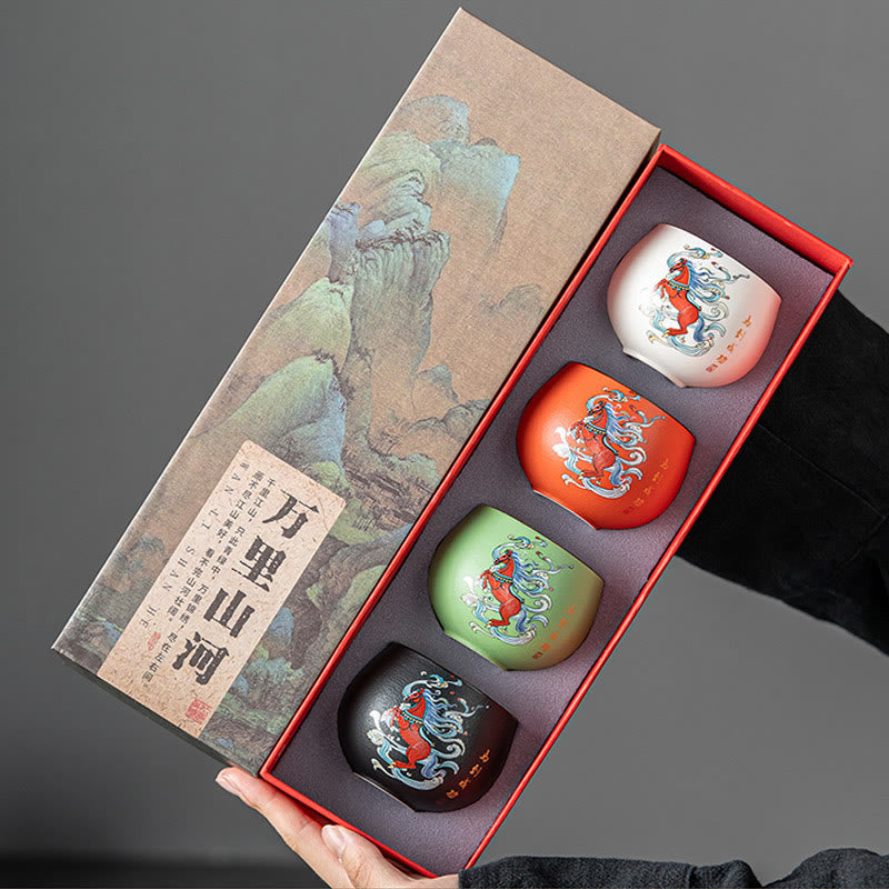 Buddha Stones午年 手描き 陶器 ティーカップ カンフー ティーカップ  - image 2