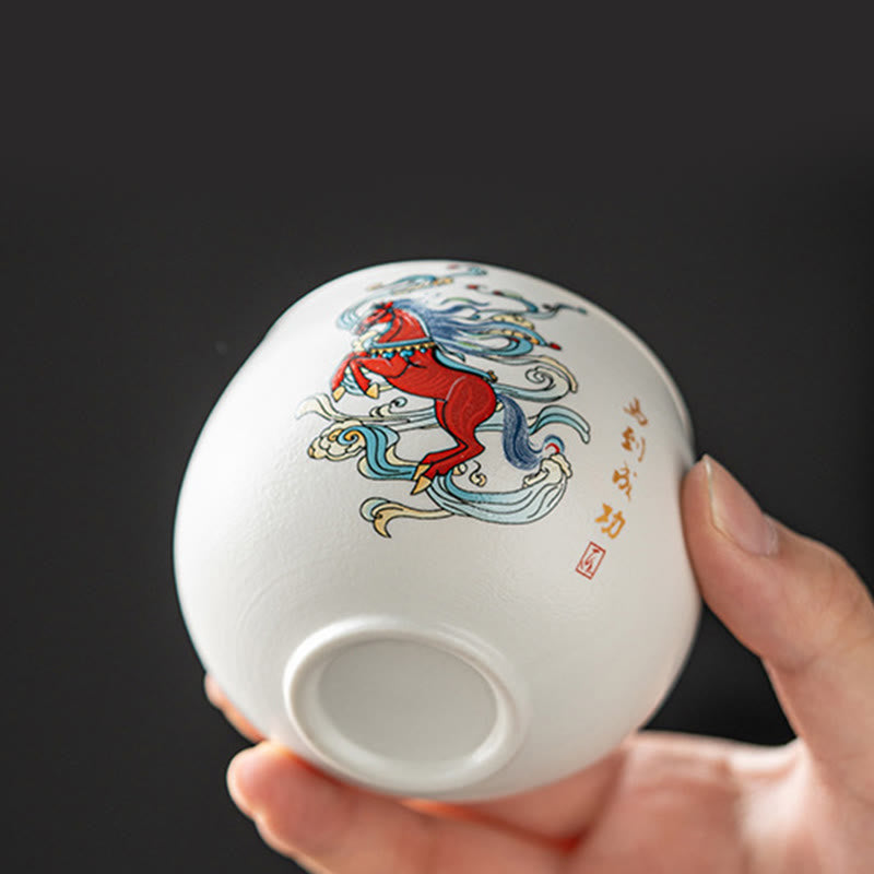 Buddha Stones午年 手描き 陶器 ティーカップ カンフー ティーカップ  - image 7