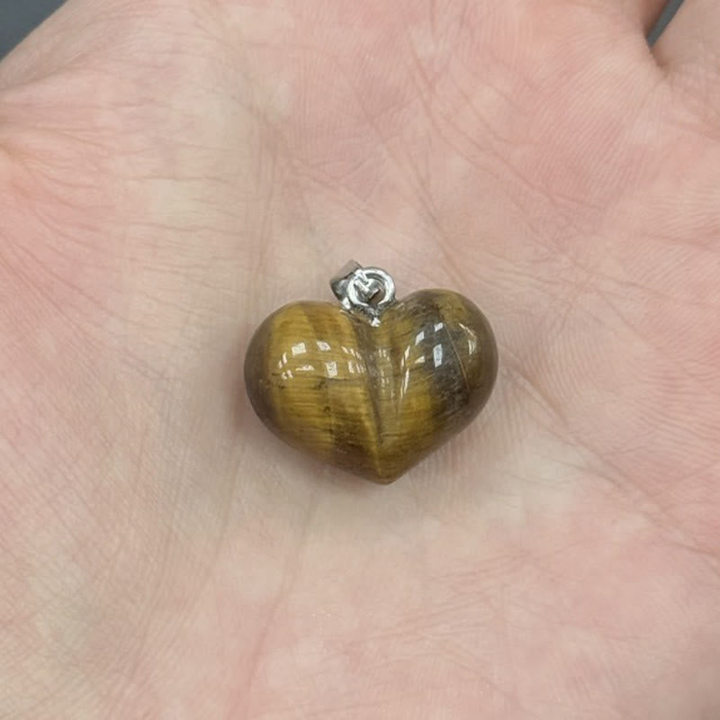 Buddha Stonesハートデザインアメジストトパーズピンククリスタルオパールタイガーアイホワイトクリスタルレッドジャスパーアマゾナイトグリーンアベンチュリンブラックオブシディアンシトリンバランスネックレスペンダント - タイガーアイ - image 9