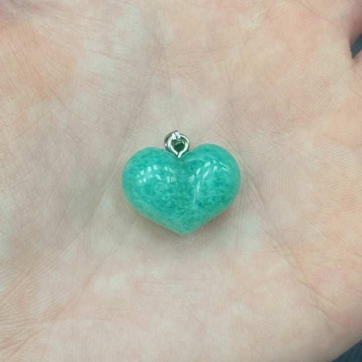 Buddha Stonesハートデザインアメジストトパーズピンククリスタルオパールタイガーアイホワイトクリスタルレッドジャスパーアマゾナイトグリーンアベンチュリンブラックオブシディアンシトリンバランスネックレスペンダント - アマゾナイト - image 15