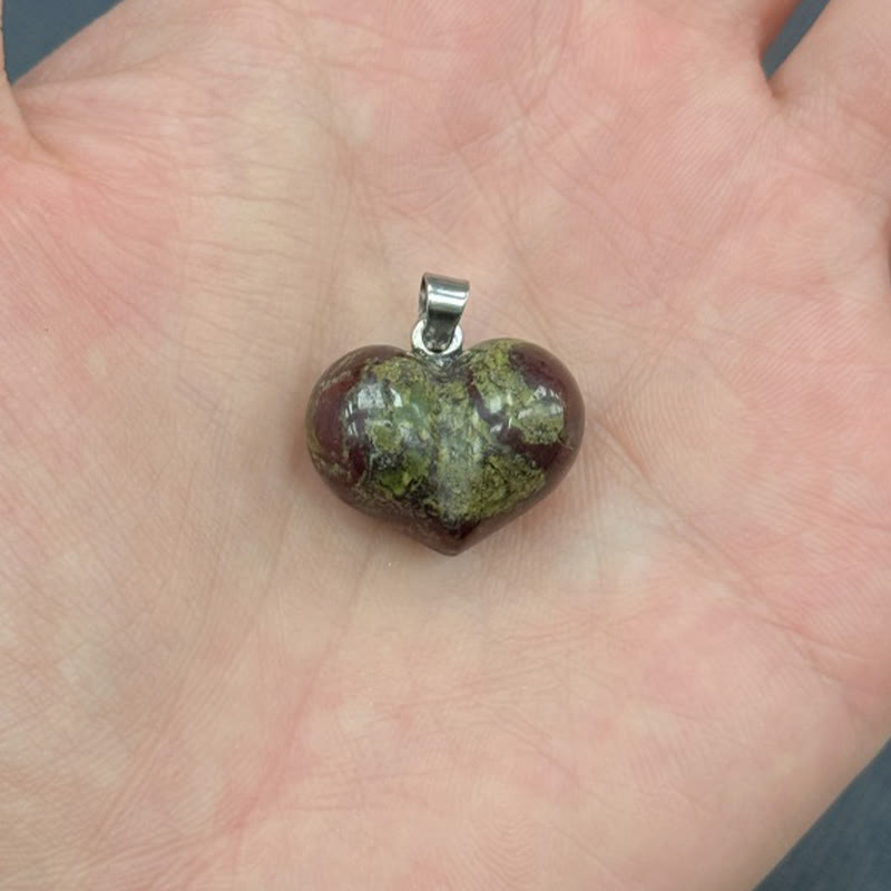 Buddha Stonesハートデザインアメジストトパーズピンククリスタルオパールタイガーアイホワイトクリスタルレッドジャスパーアマゾナイトグリーンアベンチュリンブラックオブシディアンシトリンバランスネックレスペンダント - ドラゴンズブラッドジャスパー - image 4