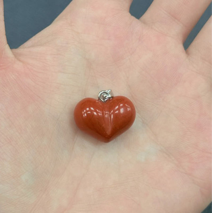 Buddha Stonesハートデザインアメジストトパーズピンククリスタルオパールタイガーアイホワイトクリスタルレッドジャスパーアマゾナイトグリーンアベンチュリンブラックオブシディアンシトリンバランスネックレスペンダント - レッドジャスパー - image 13