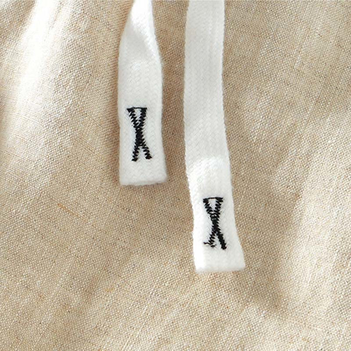 Buddha Stones秋冬 無地 ドローストリング 伸縮性ウエスト メンズ リネン アンクル丈 パンツ ポケット付き - image 3