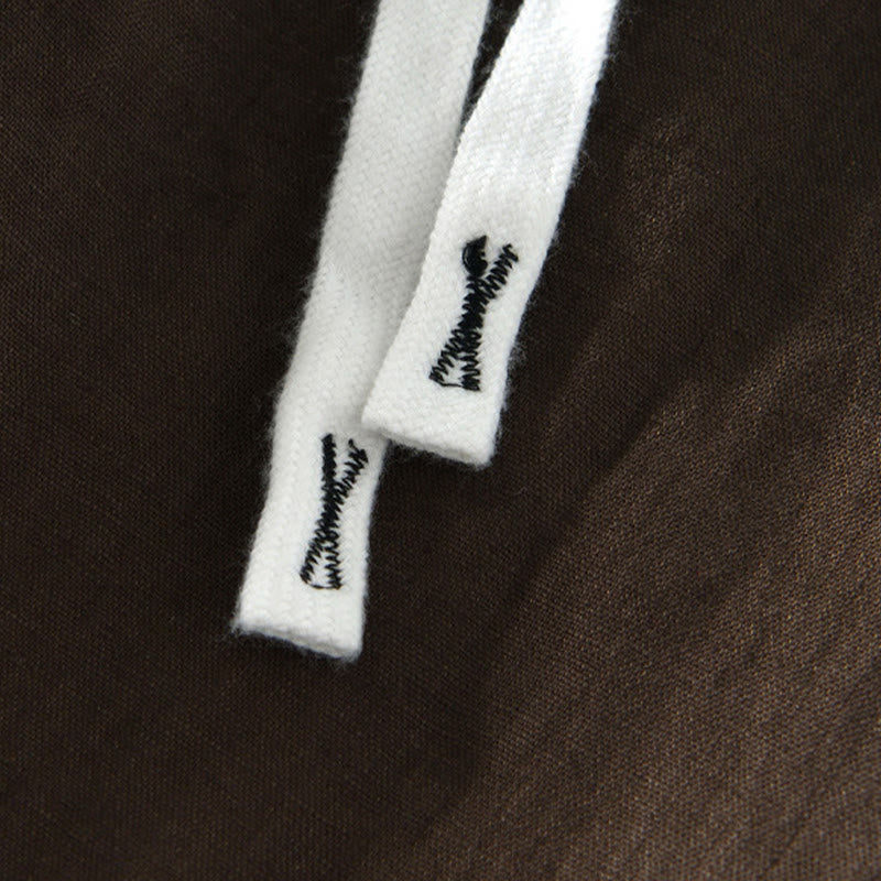 Buddha Stones秋冬 無地 ドローストリング 伸縮性ウエスト メンズ リネン アンクル丈 パンツ ポケット付き - image 14