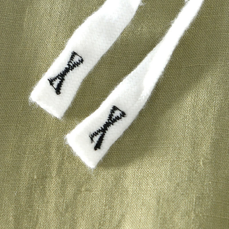 Buddha Stones秋冬 無地 ドローストリング 伸縮性ウエスト メンズ リネン アンクル丈 パンツ ポケット付き - image 22