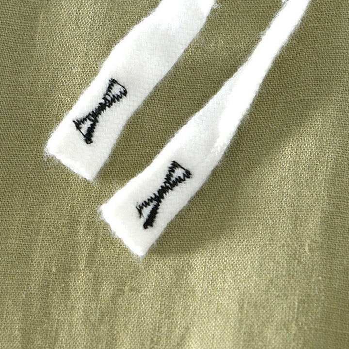 Buddha Stones秋冬 無地 ドローストリング 伸縮性ウエスト メンズ リネン アンクル丈 パンツ ポケット付き - image 22